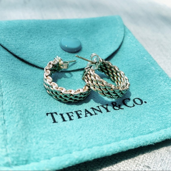Tiffany & Co. Jewelry - Tiffany & Co. Silver Mesh Hoop Earrings 925